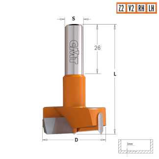 Сверло HW для присадочного станка 26x57,5 Z=2+2 S=10x26 LH