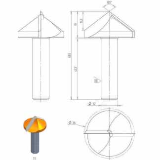 Фреза V- образная V (105°) HW S=12 D=36x19 RH