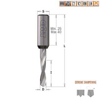Сверло HWM для присадочного станка 3x18x57,5 Z=2+2 S=10x25 LH