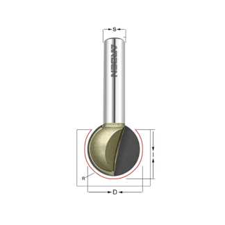 Фреза пазовая с шаровой реж. частью, D=19.05 мм, I=17.4 мм, S=8x32 мм, Z=2, R=9.52 мм Arden 208841