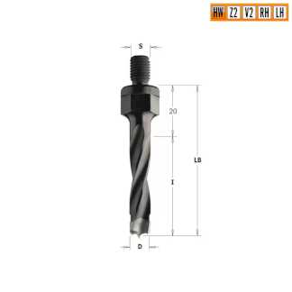 Сверло HW для присадочного станка 5x43x63 Z=2+2 S=M10 LH