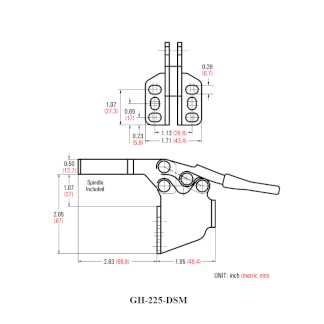 Зажим механический с горизонтальной ручкой GH-225-DSM, усилие 227 кг  (50шт/кор)