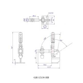 Зажим механический с вертикальной ручкой GH-12130-HB высокий, усилие 227 кг  (50шт/кор)
