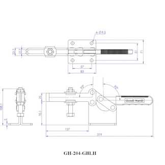 Зажим механический с горизонтальной ручкой усилие 630 кг GH-204-GBLH