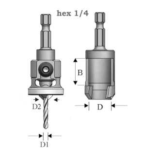 Комплект сверла-зенковки и пробочного сверла хвостовик HEX1/4 WPW