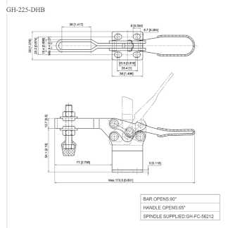 Зажим механический с горизонтальной ручкой GH-225-DHB, усилие 227 кг  (70шт/кор)