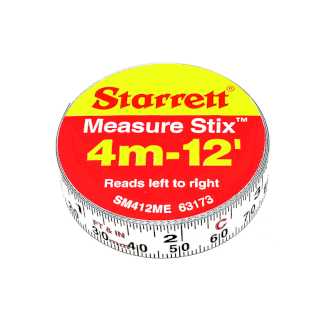 Лента измерительная клеящаяся Starrett Measure Stix, 4м*13мм, цифры - слева направо, метрич./дюйм.