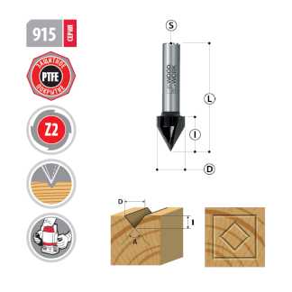 Фрезы V-образные для гравировки Z2 60° и 90° Серия 915 Woodwork