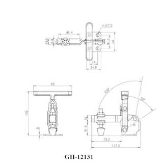 Зажим механический с вертикальной ручкой GH-12131, усилие 227 кг