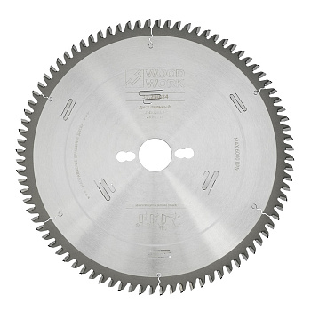 Диск пильный для ЛДСП 250x3,2/2,2x30 Z=84 A=-5 FTR Woodwork 39.250.84. Новая заточка ‘’прямой/трапеция’’ позволяет увеличить срок службы диска между переточками