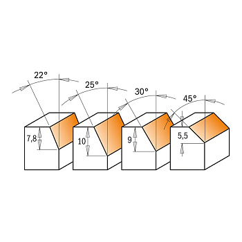 Фрезы для снятия фасок 22°-25°-30°-45° с подшипником