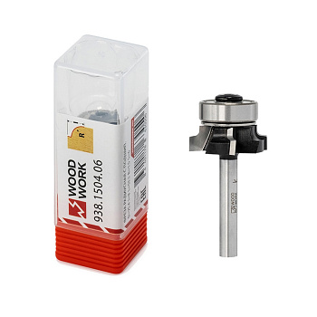 Фреза радиусная с подшипником для ПВХ кромки R=1,5 D=25,4 I=8 L=53,3 Z=4 S=6 мм Woodwork/Вудворк 938.1504.06