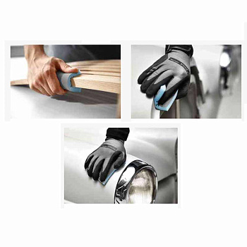 Подходит для старых и новых лаков, лаков VOC, эмалей, шпатлёвки, порозаполнителей, древесины, также оптимально подходит для шлифования радиусов и фасонных поверхностей