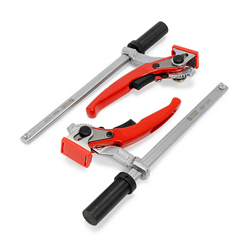 Набор из 2-х прижимов F-образных кованых c рычажными рукоятками для установки в отверстие верстака Woodwork/Вудворк