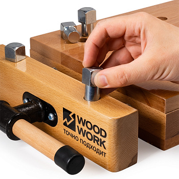 Тиски столярные деревянные зев 140 мм настольные из бука в комплекте с крепёжными струбцинами Woodwork/Вудворк CLM-280