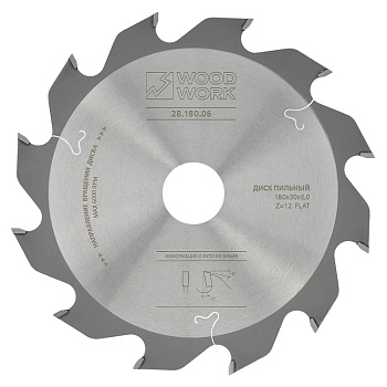 Диск пильный Профессионал 180x6/4,0x30 Z=12 A=12 Woodwork 28.180.06