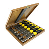 Набор из 6 плоских стамесок с ручкой SUPER 2009 LINE PROFI (6,10,12,16,20,26) в деревянном кейсе /Narex/