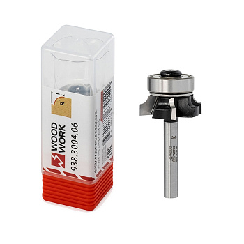 Фреза радиусная с подшипником для ПВХ кромки R=3,0 D=25,4 I=8 L=53,3 Z=4 S=6 мм Вудворк