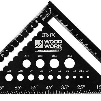 Профессиональный плотницкий метрический угольник 170 мм Woodwork CTR-170