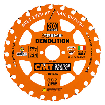 Универсальный пильный диск 190x30x2,3/1,2 5° ATB Z=24 СМТ по древесине с включением металла (гвоздей)