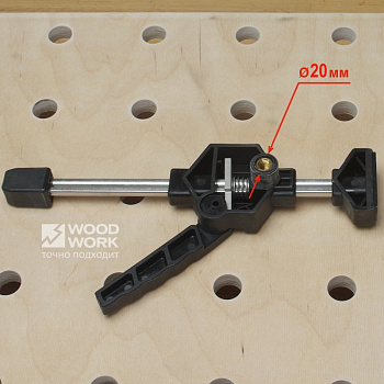 Прижим верстачный эксцентриковый WOODWORK CLM-002 для установки в отверстие Ø20 мм