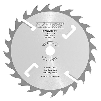 Пильный диск с переменно-скошенными зубьями и специальными подрезными ножами для распиловки сухой или влажной твёрдой древесины
