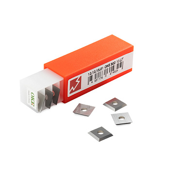 Ножи сменные из твёрдого сплава 4 режущие кромки 1 отверстие CTK FC квадратные Woodwork - 12.0x12.0x1.5 из твёрдого сплава  OKE 302 Woodwork 12.12.15.01 - упаковка 10 шт.